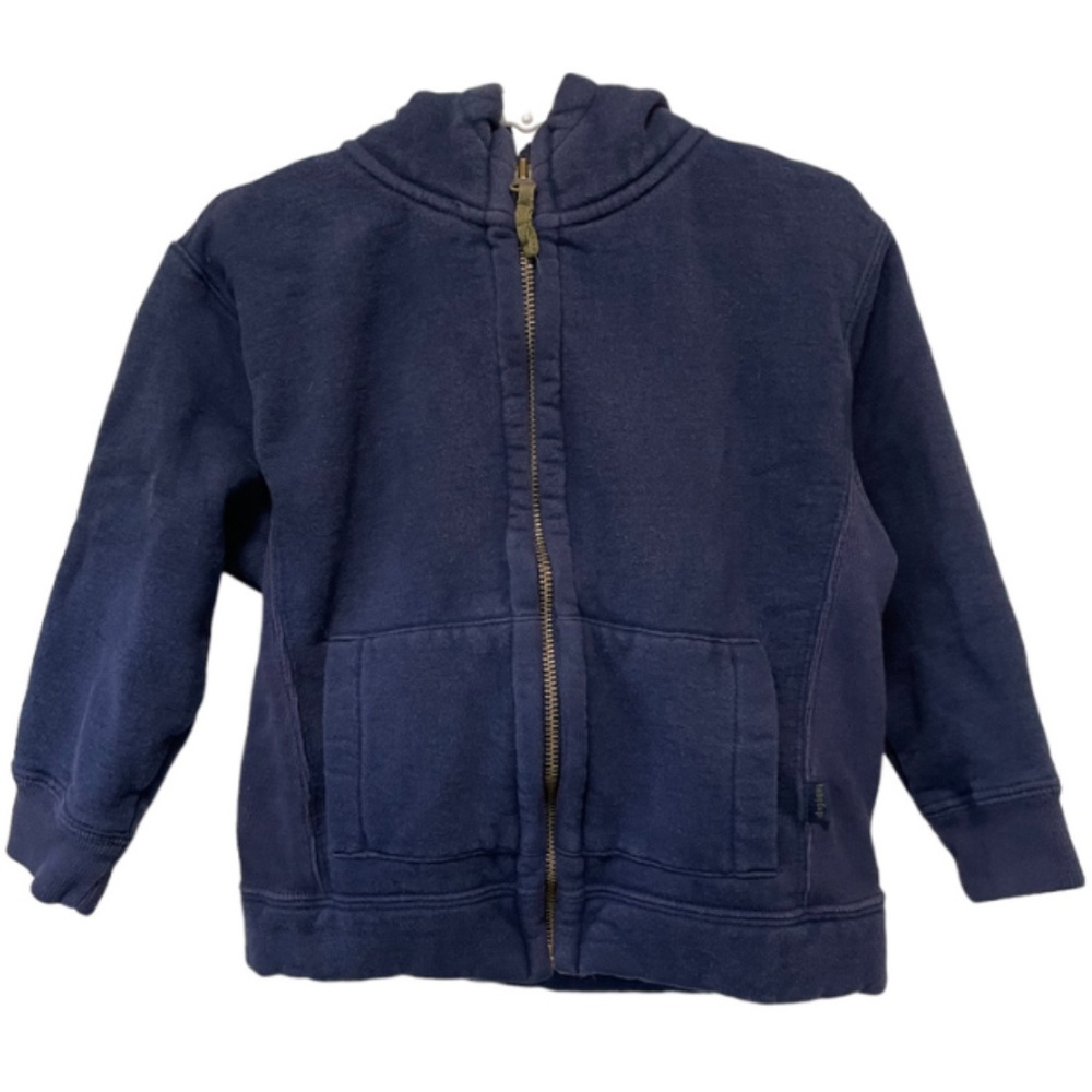 Gap Navy Blue with Green Fleece Warm Winter Zip Up Hoodie Sweatshirt Size 4